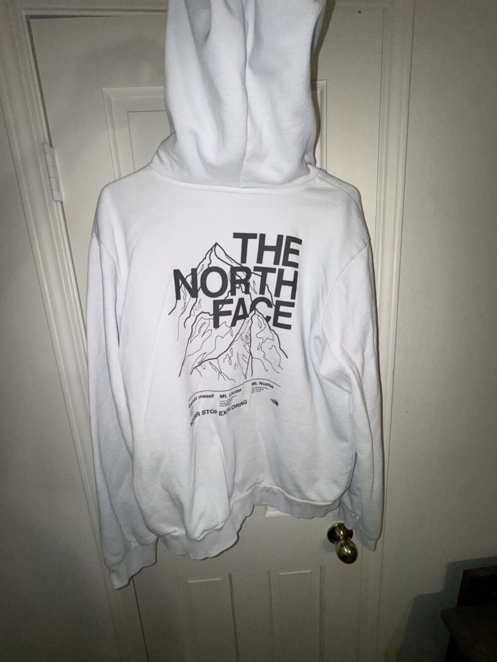 The North Face Men's Evolution Mountain Sketch Graphic Pullover Hoodie White Siz